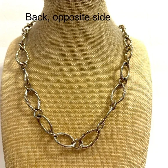 Monet necklace, gold tone open link chain- smooth & textured ( rope) - Picture 7 of 9
